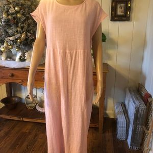 Pink gauze midi dress loose fit M